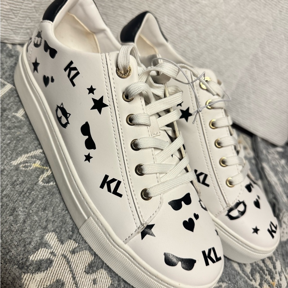 KL White Sneakers with Black Icons